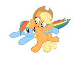 Size: 2700x2120 | Tagged: safe, artist:daydreamsyndrom, derpibooru import, applejack, rainbow dash, earth pony, pegasus, pony, appledash, female, lesbian, shipping, simple background, transparent background, vector