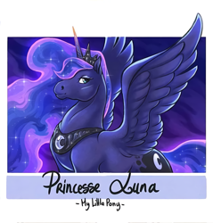 Size: 1335x1394 | Tagged: safe, alternate version, artist:dzaka.artiste, princess luna, alicorn, pony, ethereal mane, female, galaxy mane, hoers, jewelry, mare, peytral, tiara