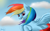 Size: 931x585 | Tagged: safe, artist:bassclef, rainbow dash, pegasus, pony, flight, sky, solo