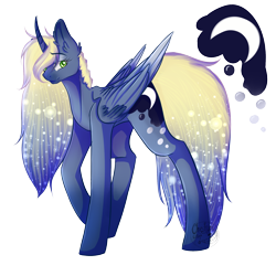 Size: 2000x2000 | Tagged: safe, artist:youmisama13, derpy hooves, princess luna, alicorn, pony, ethereal mane, female, fusion, mare, raised hoof, simple background, small head, solo, starry mane, transparent background