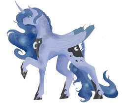 Size: 2693x2296 | Tagged: safe, artist:t3ssrina, princess luna, alicorn, pony, dappled, ethereal mane, galaxy mane, jewelry, regalia, solo