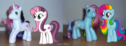 Size: 1536x564 | Tagged: safe, artist:mlpazureglow, rainbow dash, rainbow dash (g3), sweetie belle, g3, irl, photo, toy