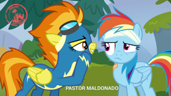 Size: 1280x720 | Tagged: safe, derpibooru import, screencap, rainbow dash, spitfire, pegasus, pony, newbie dash, clothes, formula 1, meme, pastor maldonado, seal of approval, spitfire's nickname, wonderbolts uniform