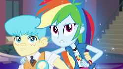 Size: 1280x720 | Tagged: safe, derpibooru import, screencap, bright idea, rainbow dash, equestria girls, friendship games, background human