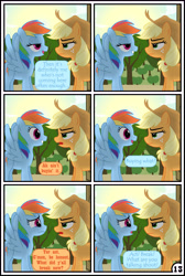 Size: 4881x7256 | Tagged: safe, artist:gutovi, derpibooru import, applejack, rainbow dash, earth pony, pegasus, pony, comic:why me!?, absurd resolution, appledash, bedroom eyes, comic, female, lesbian, shipping, spread wings, wingboner