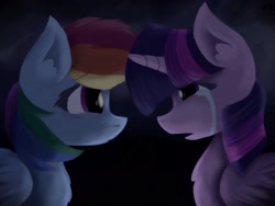 Size: 2048x1536 | Tagged: safe, artist:mylittlelevi64, derpibooru import, rainbow dash, twilight sparkle, twilight sparkle (alicorn), alicorn, pegasus, pony, crying, dark, female, lesbian, sad, shipping, twidash