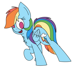 Size: 1024x956 | Tagged: safe, artist:mr. rottson, derpibooru import, rainbow dash, pegasus, pony, chest fluff, open mouth, raised hoof, simple background, solo, transparent background