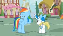 Size: 1366x768 | Tagged: safe, screencap, lemon daze, rainbow dash, pegasus, pony, the mysterious mare do well, female, mare, wings