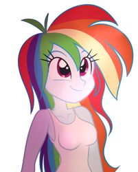 Size: 446x556 | Tagged: safe, artist:wubcakeva, derpibooru import, rainbow dash, equestria girls, breasts, clothes, female, rainboob dash, solo, tanktop