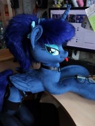 Size: 1280x1688 | Tagged: safe, artist:burgunzik, princess luna, pony, glasses, irl, photo, plushie, solo