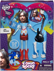 Size: 1135x1504 | Tagged: safe, edit, rainbow dash, equestria girls, rainbow rocks, 1000 hours in ms paint, backstage pass, crossover, crush 40, doll, guitar, hasbro, hasbro logo, jun senoue, ms paint, photoshop, sonic the hedgehog, sonic the hedgehog (series), toy