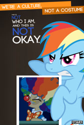 Size: 467x700 | Tagged: safe, mayor mare, rainbow dash, pegasus, pony, clothes, clown, costume, nightmare night costume, parody, we're a culture not a costume