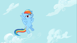 Size: 1366x768 | Tagged: safe, screencap, rainbow dash, pegasus, pony, the mysterious mare do well, flying, solo