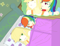 Size: 997x770 | Tagged: safe, artist:kyriena, derpibooru import, applejack, rainbow dash, appledash, female, humanized, lesbian, shipping