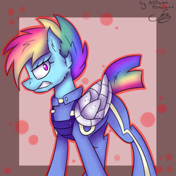 Size: 5000x5000 | Tagged: safe, artist:allisonbacker, derpibooru import, rainbow dash, pegasus, pony, absurd resolution, alternate timeline, apocalypse dash, badass, crystal war timeline, gritted teeth, solo