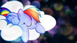 Size: 1920x1080 | Tagged: safe, artist:abydos91, artist:kibbiethegreat, rainbow dash, pegasus, pony, bubble, cloud, sleeping, solo, vector, wallpaper