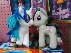Size: 2592x1944 | Tagged: safe, dj pon-3, octavia melody, rainbow dash, vinyl scratch, equestria girls, female, funrise, irl, kissing, lesbian, official, photo, plushie, scratchtavia, shipping, toy, wal-mart