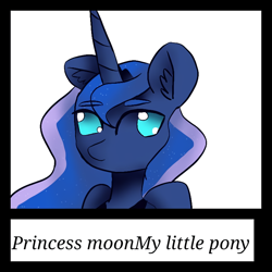 Size: 768x768 | Tagged: safe, artist:lunaiaiskra, princess luna, alicorn, pony, bust, cute, ear fluff, female, lunabetes, mare, solo, text