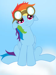 Size: 480x640 | Tagged: safe, artist:starluzbrony, rainbow dash, pegasus, pony, cute, dashabetes, floppy ears, goggles, solo