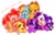 Size: 850x550 | Tagged: safe, artist:maya, derpibooru import, applejack, fluttershy, pinkie pie, rainbow dash, rarity, twilight sparkle, earth pony, pegasus, pony, unicorn, cuddle puddle, mane six, pixiv