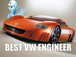 Size: 1024x768 | Tagged: safe, rainbow dash, pegasus, pony, commercial, image macro, meme, super bowl, volkswagen