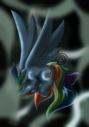 Size: 1280x1819 | Tagged: safe, artist:erinkarsath, derpibooru import, rainbow dash, pegasus, pony, falling, solo