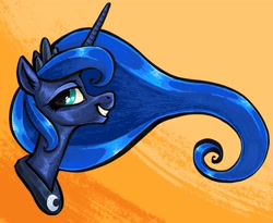 Size: 1883x1544 | Tagged: safe, artist:thrimby, princess luna, alicorn, pony, bust, portrait, smiling, solo