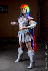 Size: 1366x2048 | Tagged: safe, artist:ladymella, rainbow dash, human, belly button, cosplay, irl, irl human, photo, solo