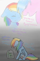 Size: 730x1095 | Tagged: safe, artist:prismaticdragontamer, derpibooru import, firefly, rainbow dash, pegasus, pony, g1, g4, comic, feels, female, firefly as rainbow dash's mom, g1 to g4, generation leap, grave, gravestone, mare, mother and child, mother and daughter, parent and child, sad, you are my sunshine