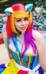 Size: 633x1024 | Tagged: safe, artist:geekeryandsuch, rainbow dash, human, cosplay, irl, irl human, photo, solo