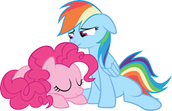 Size: 2552x1651 | Tagged: safe, artist:muhmuhmuhimdead, derpibooru import, pinkie pie, rainbow dash, earth pony, pegasus, pony, female, lesbian, pinkiedash, shipping, simple background, sleeping, transparent background, vector