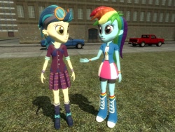 Size: 1024x768 | Tagged: safe, artist:sonic5421, derpibooru import, indigo zap, rainbow dash, equestria girls, 3d, 3d model, clothes, crystal prep academy uniform, school uniform