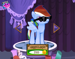 Size: 698x556 | Tagged: safe, derpibooru import, screencap, rainbow dash, pegasus, pony, game, gameloft