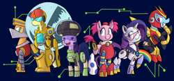 Size: 1500x700 | Tagged: safe, artist:goat train, derpibooru import, applejack, fluttershy, pinkie pie, rainbow dash, rarity, twilight sparkle, earth pony, pegasus, pony, unicorn, crossover, mane six, megaman