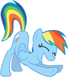 Size: 3000x3397 | Tagged: safe, artist:scourge707, rainbow dash, pegasus, pony, backbend, eyes closed, grin, simple background, smiling, solo, stretching, transparent background, vector