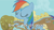 Size: 640x360 | Tagged: safe, rainbow dash, pegasus, pony, blue coat, chick, chicks, female, mare, multicolored mane, solo