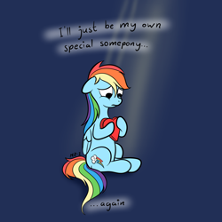 Size: 1500x1500 | Tagged: safe, artist:mr-1, rainbow dash, pegasus, pony, feels, floppy ears, frown, lonely, sad, sitting, solo, valentine's day