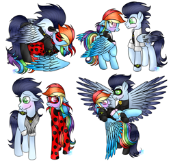 Size: 1024x964 | Tagged: safe, artist:northlights8, derpibooru import, rainbow dash, soarin', pegasus, pony, female, male, miraculous ladybug, shipping, soarindash, straight