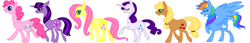 Size: 1750x300 | Tagged: safe, artist:spiderishdrawsmostlyponies, derpibooru import, applejack, fluttershy, pinkie pie, rainbow dash, rarity, twilight sparkle, earth pony, pegasus, pony, unicorn, mane six