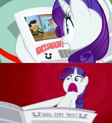 Size: 874x960 | Tagged: safe, artist:karalovely, derpibooru import, edit, edited screencap, screencap, rainbow dash, rarity, pegasus, pony, unicorn, ponyville confidential, comic, crossover, exploitable meme, i'll destroy her, meme, newspaper, newspaper meme, screencap comic, wild krats