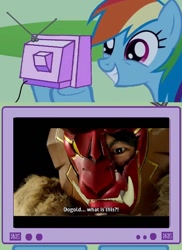 Size: 562x770 | Tagged: safe, rainbow dash, pegasus, pony, dogold, exploitable meme, kyoryuger, meme, obligatory pony, super sentai, tv meme, utchy