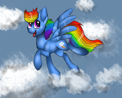 Size: 1024x819 | Tagged: safe, artist:landora-edelveys, rainbow dash, pegasus, pony, cute, dashabetes, happy, smiling, solo, tongue out