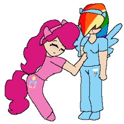 Size: 801x805 | Tagged: safe, artist:everyponys favorite, derpibooru import, pinkie pie, rainbow dash, human, humanized