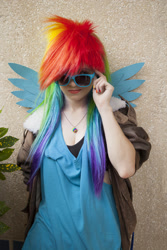 Size: 1280x1920 | Tagged: safe, artist:jennabrowne, rainbow dash, human, cosplay, irl, irl human, photo, solo