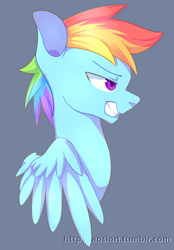 Size: 676x973 | Tagged: safe, artist:sion, rainbow blitz, rainbow dash, pegasus, pony, rule 63, solo