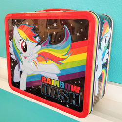 Size: 505x505 | Tagged: safe, rainbow dash, pegasus, pony, blue coat, female, lunchbox, mare, merchandise, multicolored mane