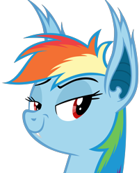 Size: 4800x6000 | Tagged: safe, artist:magister39, rainbow dash, bat pony, pony, absurd resolution, bat ponified, bust, ear tufts, female, mare, portrait, race swap, rainbowbat, simple background, solo, transparent background