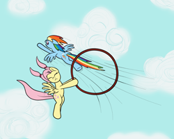 Size: 1280x1025 | Tagged: safe, artist:marindashy, fluttershy, rainbow dash, pegasus, pony, female, fluttershy answers, mare, wings