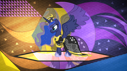 Size: 3840x2160 | Tagged: safe, artist:laszlvfx, artist:sidorovich, edit, princess luna, alicorn, pony, clothes, dress, solo, wallpaper, wallpaper edit