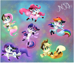 Size: 4712x4008 | Tagged: safe, artist:mordecairigbylover, derpibooru import, applejack, fluttershy, pinkie pie, rainbow dash, rarity, twilight sparkle, twilight sparkle (alicorn), alicorn, fox, pony, absurd resolution, mane six, species swap